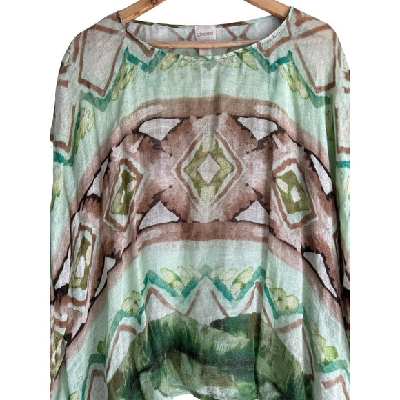 Chico’s Women’s Size LXL Pamela Palm Linen Poncho - Picture 6 of 8